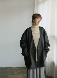 ノーカラーポケットデザインアウター