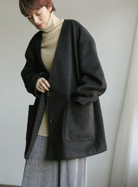 ノーカラーポケットデザインアウター