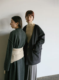 ノーカラーポケットデザインアウター