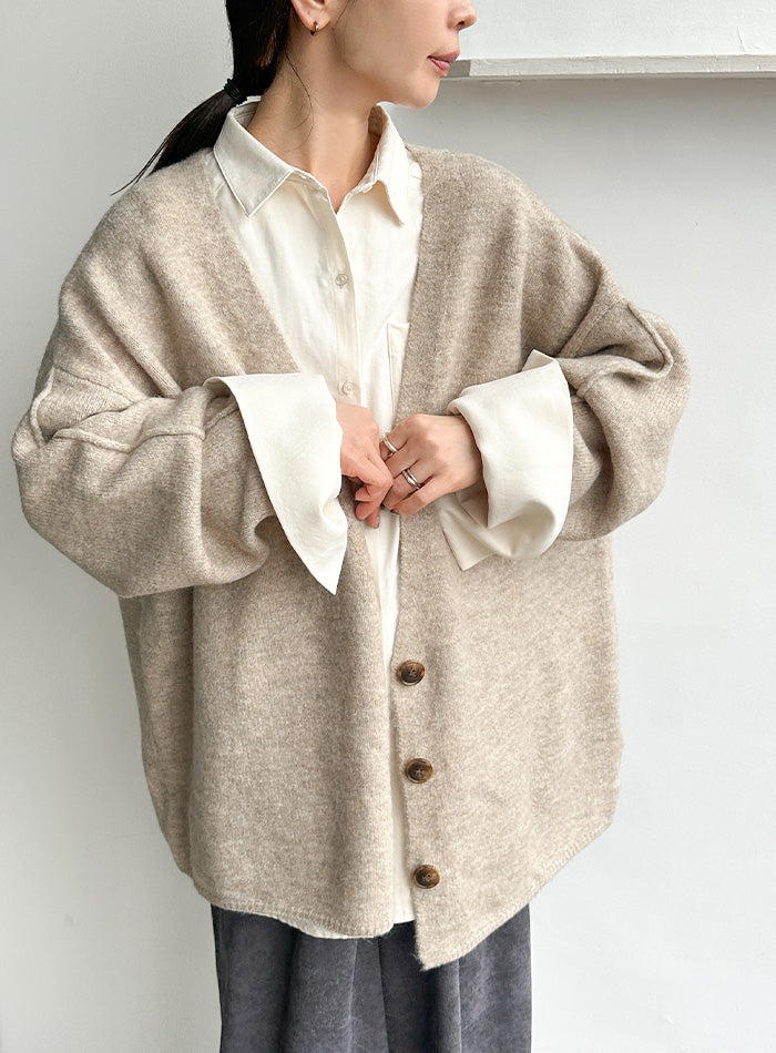 スリーブリンキングVネックカーディガン【by SON】