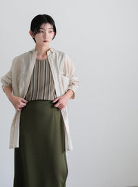 バックスリットストレッチナロースカート