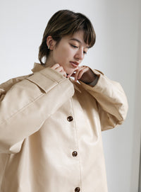キルティングフェイクレザーオーバージャケット【SALE】