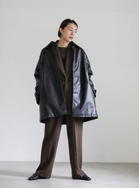 キルティングフェイクレザーオーバージャケット【SALE】