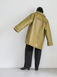 キルティングフェイクレザーオーバージャケット【SALE】