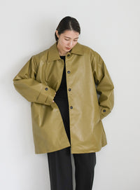 キルティングフェイクレザーオーバージャケット【SALE】