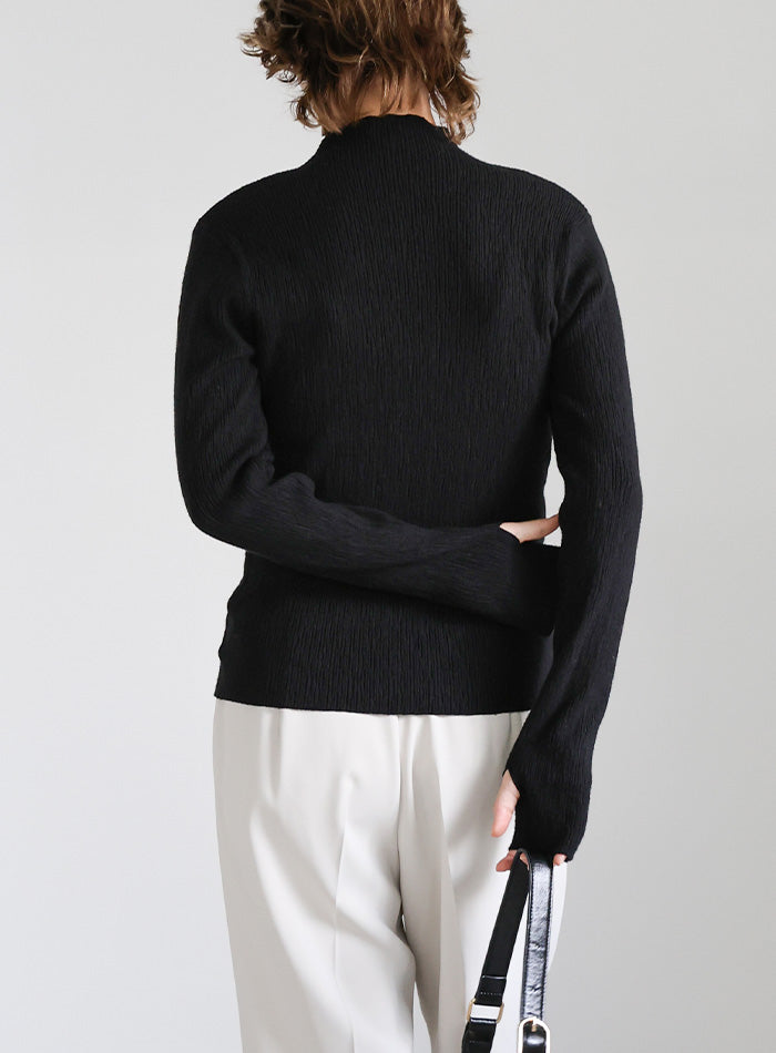 ニュアンスリブプチハイネックトップス