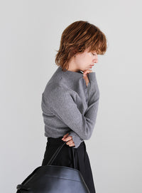 ニュアンスリブプチハイネックトップス