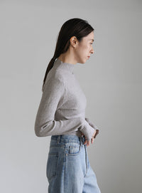 ニュアンスリブプチハイネックトップス