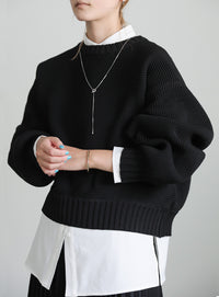 スポンディッシュクルーネックショートニット【SALE】