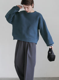 スポンディッシュクルーネックショートニット【SALE】