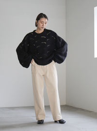 リーフモチーフボリュームニット【SALE】