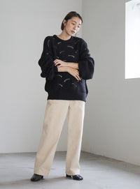 リーフモチーフボリュームニット【SALE】