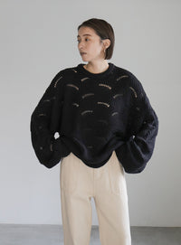 リーフモチーフボリュームニット【SALE】