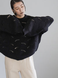 リーフモチーフボリュームニット【SALE】