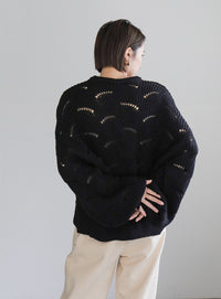 リーフモチーフボリュームニット【SALE】