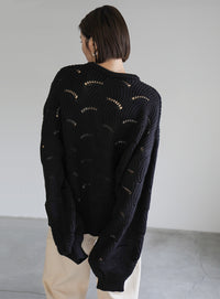 リーフモチーフボリュームニット【SALE】