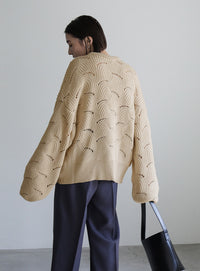 リーフモチーフボリュームニット【SALE】