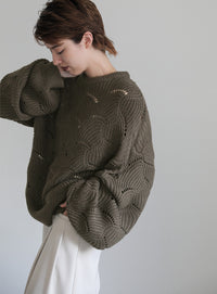 リーフモチーフボリュームニット【SALE】