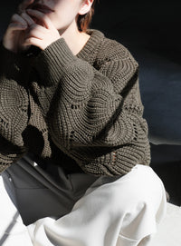 リーフモチーフボリュームニット【SALE】