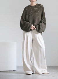 リーフモチーフボリュームニット【SALE】