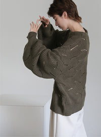 リーフモチーフボリュームニット【SALE】