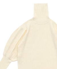 パフスリーブタートルネックニット