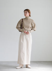 パフスリーブタートルネックニット