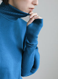 パフスリーブタートルネックニット