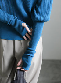 パフスリーブタートルネックニット