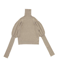 パフスリーブタートルネックニット