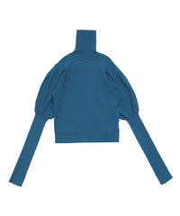 パフスリーブタートルネックニット