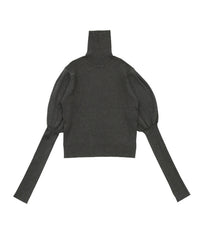 パフスリーブタートルネックニット