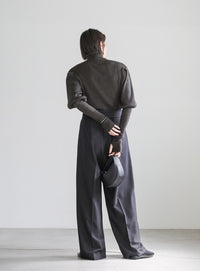 パフスリーブタートルネックニット