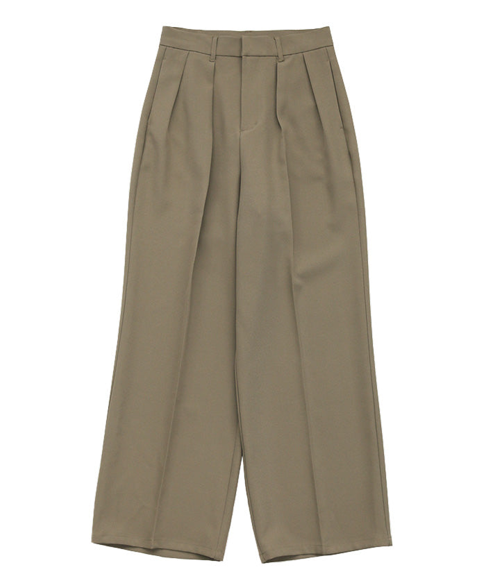 Center press two tuck wide straight slacks / センタープレス