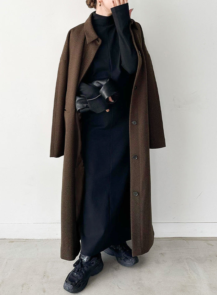 【サイズ展開あり】フィンガースリーブプチハイリブワンピース
