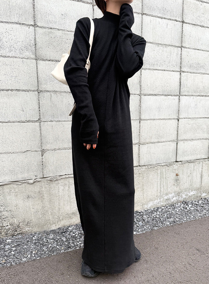 【サイズ展開あり】フィンガースリーブプチハイリブワンピース【by SON】