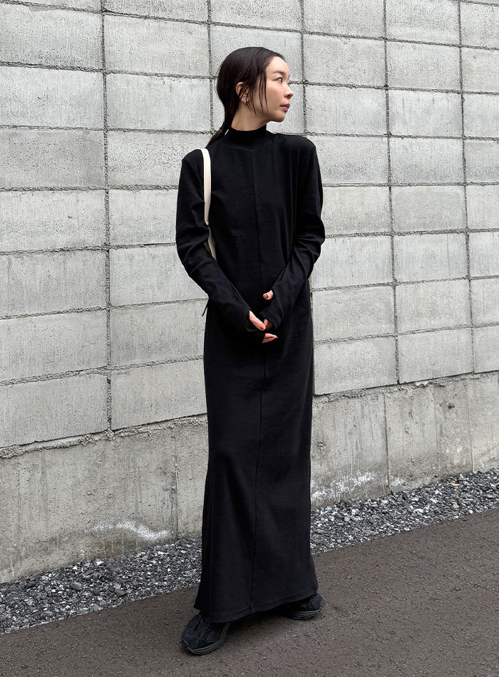 【サイズ展開あり】フィンガースリーブプチハイリブワンピース【by SON】