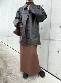 ステンカラーフェイクレザージャケット【by SON】