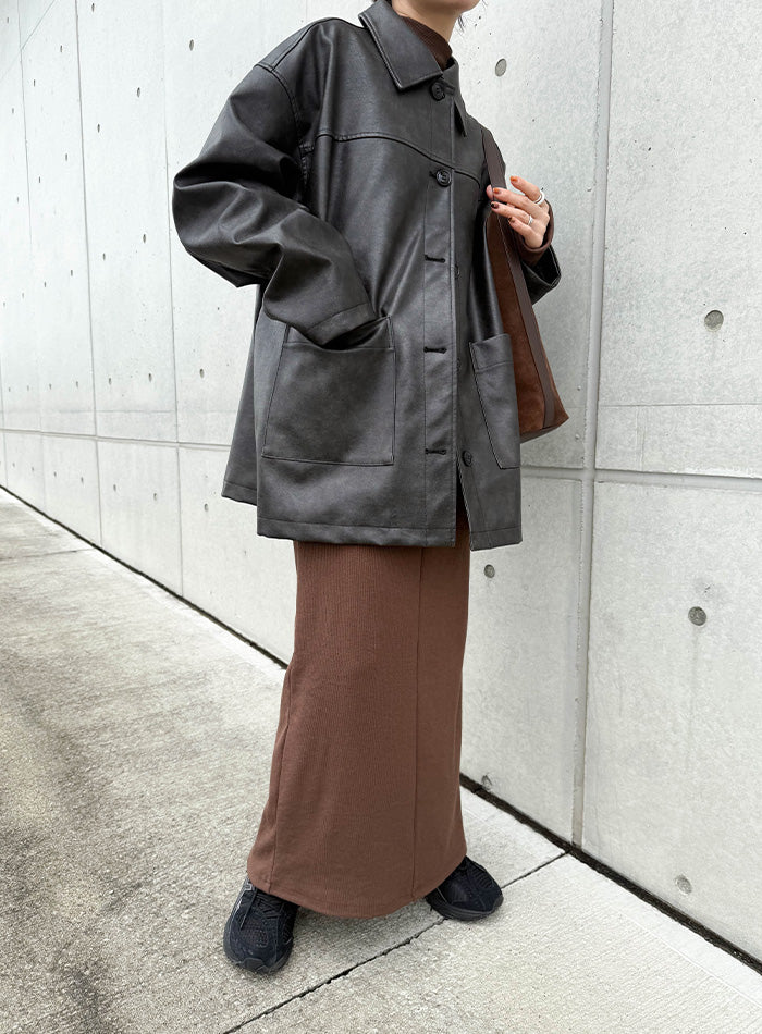 【サイズ展開あり】フィンガースリーブプチハイリブワンピース【by SON】