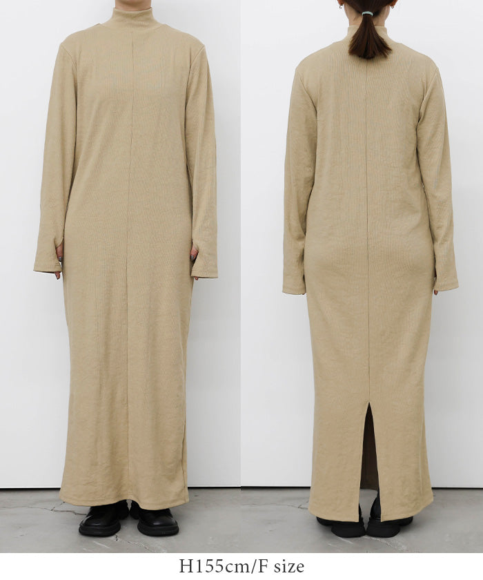 【サイズ展開あり】フィンガースリーブプチハイリブワンピース【by SON】