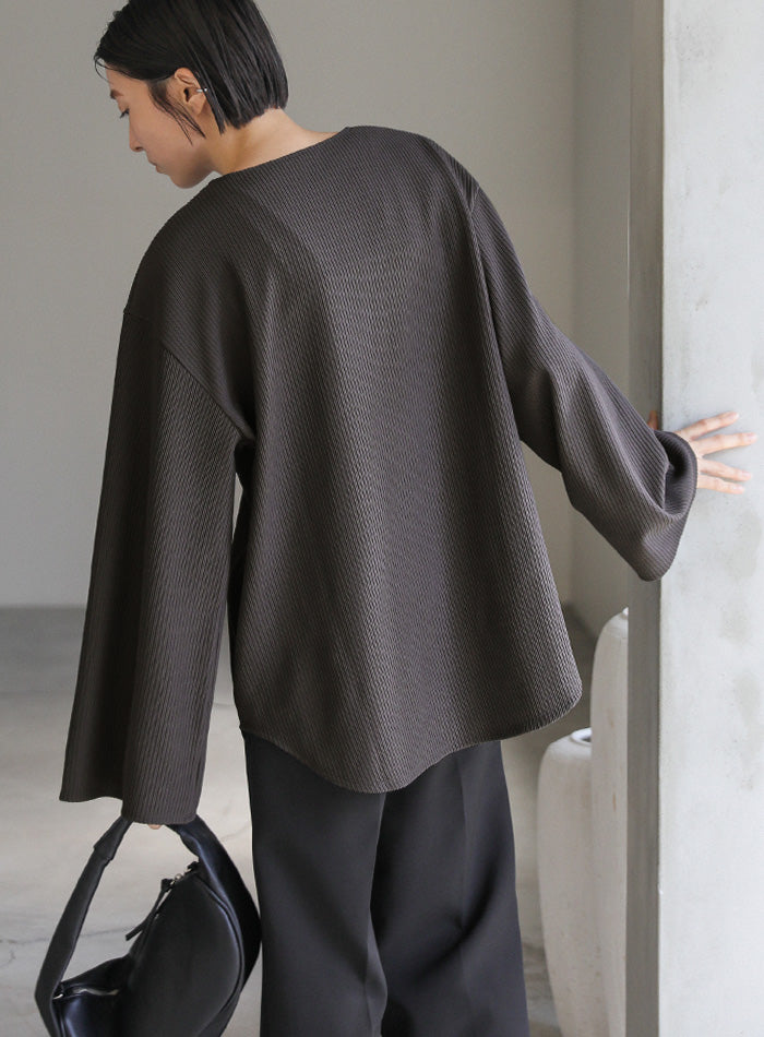 キーネックリップルワイドスリーブトップス【SALE】 – SELECT MOCA
