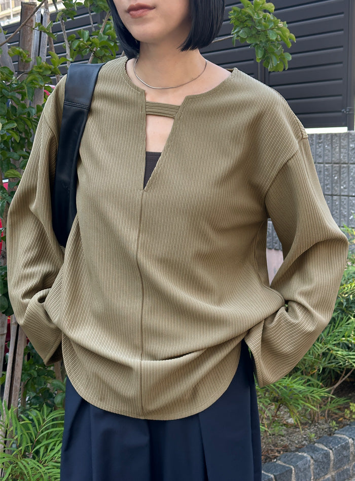 キーネックリップルワイドスリーブトップス【SALE】 – SELECT MOCA
