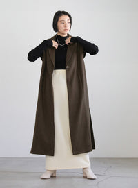 ヘリンボーンロングテーラードジレ