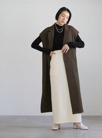 ヘリンボーンロングテーラードジレ