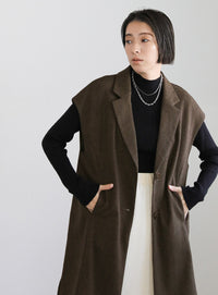 ヘリンボーンロングテーラードジレ