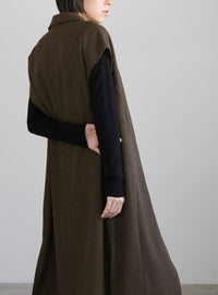 ヘリンボーンロングテーラードジレ