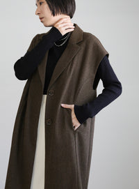 ヘリンボーンロングテーラードジレ