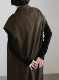 ヘリンボーンロングテーラードジレ