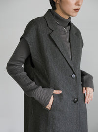 ヘリンボーンロングテーラードジレ