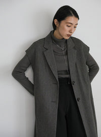 ヘリンボーンロングテーラードジレ